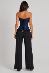Corset Noir Et Bleu Bustier