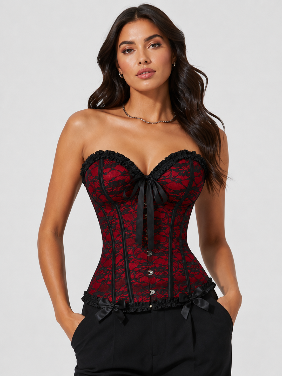 Corset Noir Et Rouge Bustier