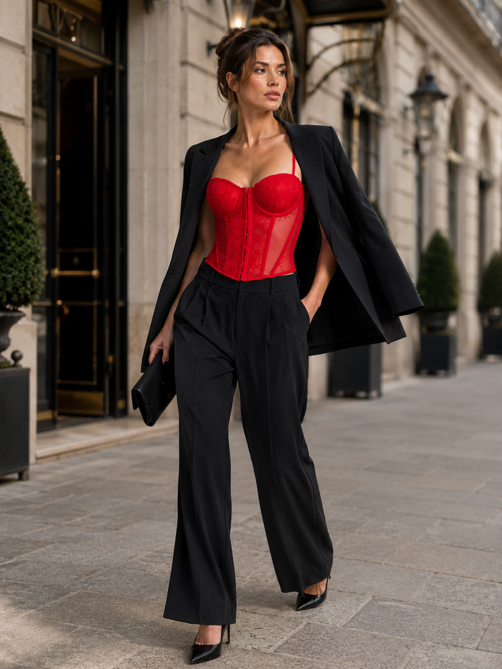Corset Dentelle Rouge