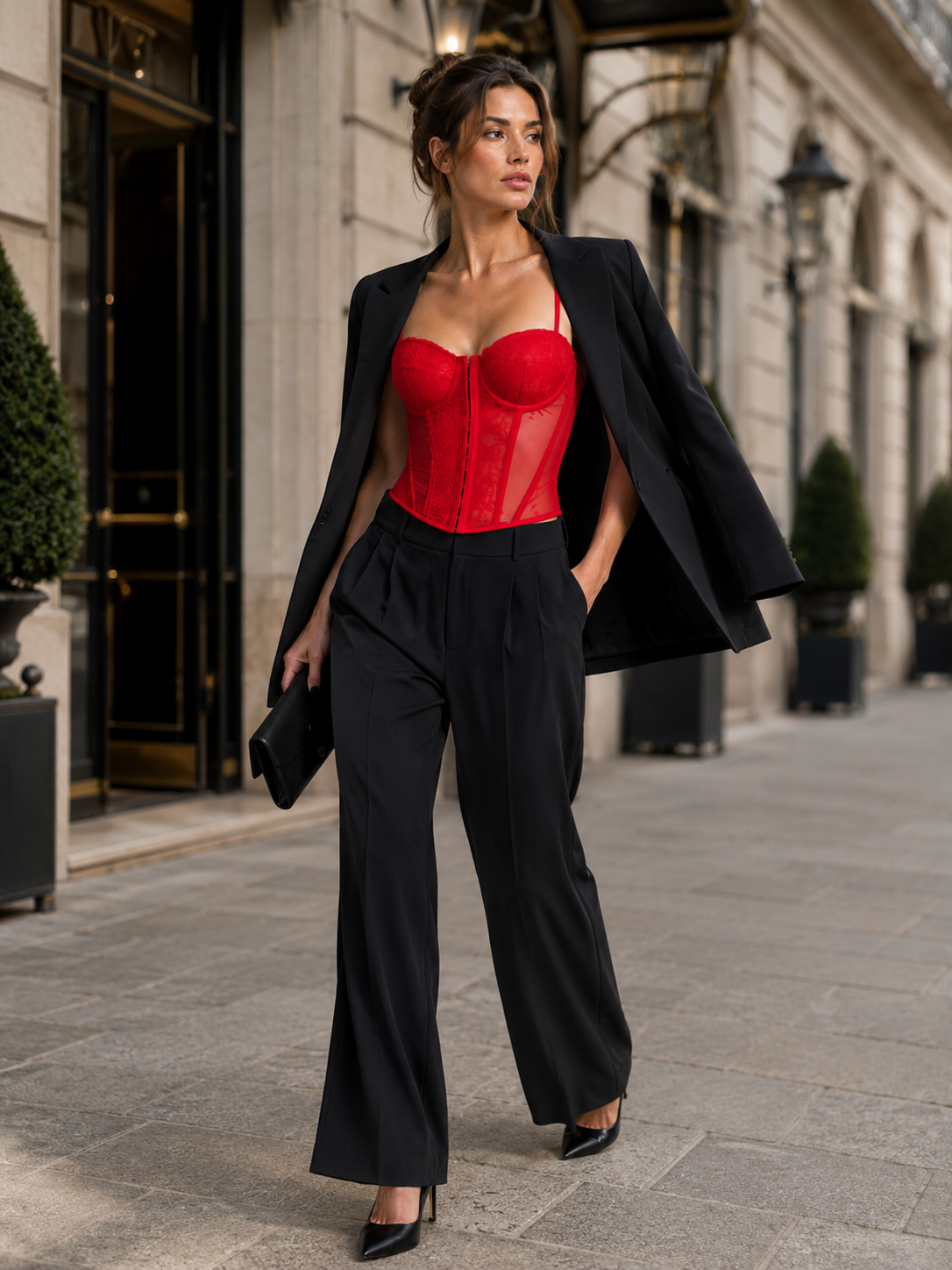 Corset Dentelle Rouge