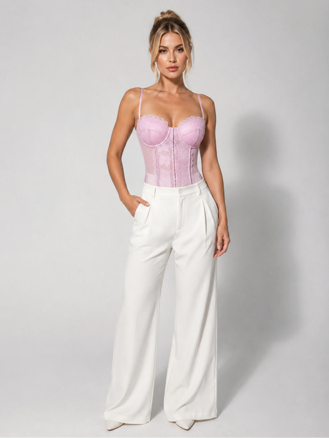 Corset Dentelle Femme Rose