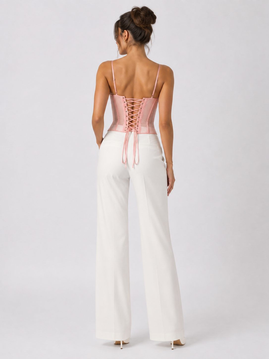 Haut Corset Dentelle Rose