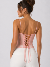 Haut Corset Dentelle Rose