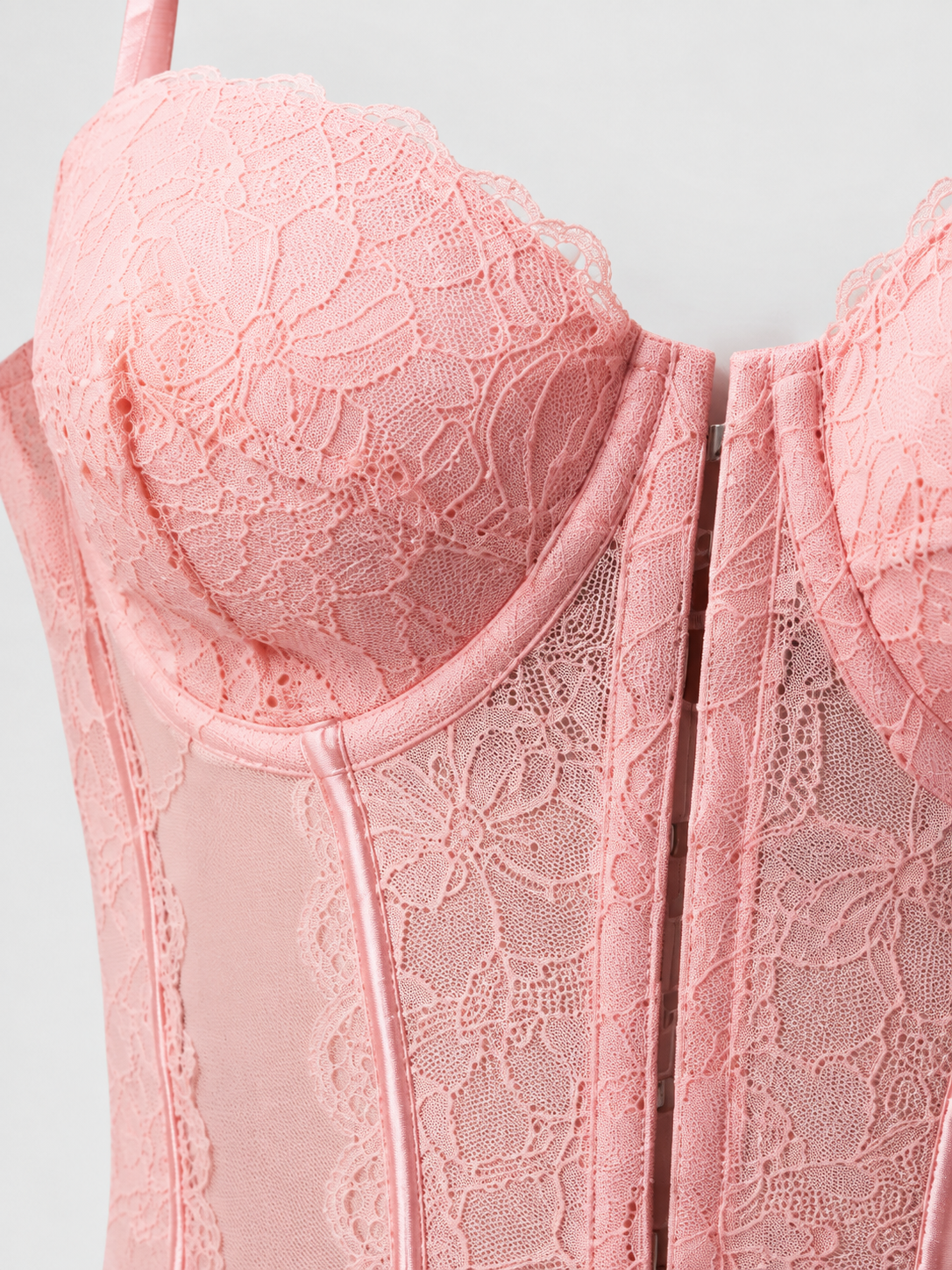 Haut Corset Dentelle Rose