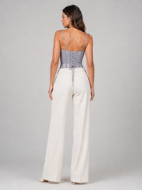 Haut Corset Dentelle Gris
