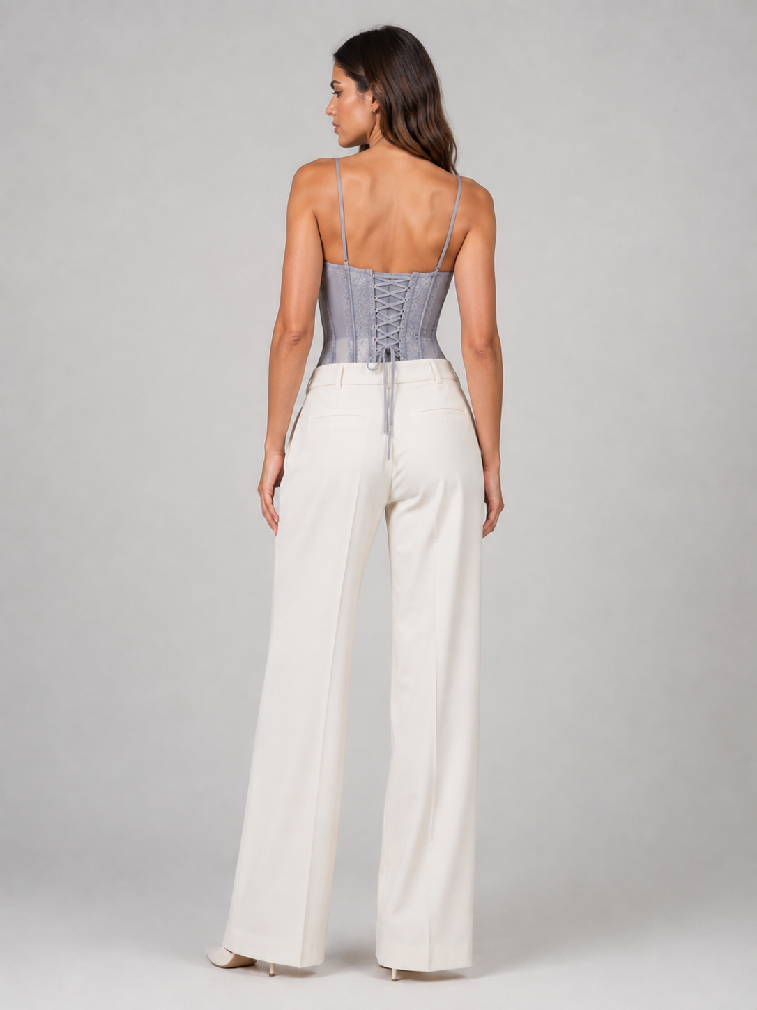 Haut Corset Dentelle Gris