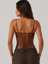 Corset Bustier Dentelle Marron
