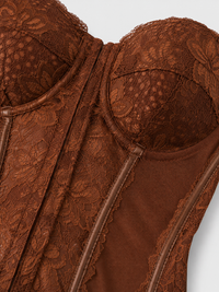 Corset Bustier Dentelle Marron
