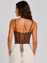 Top Corset Dentelle Marron