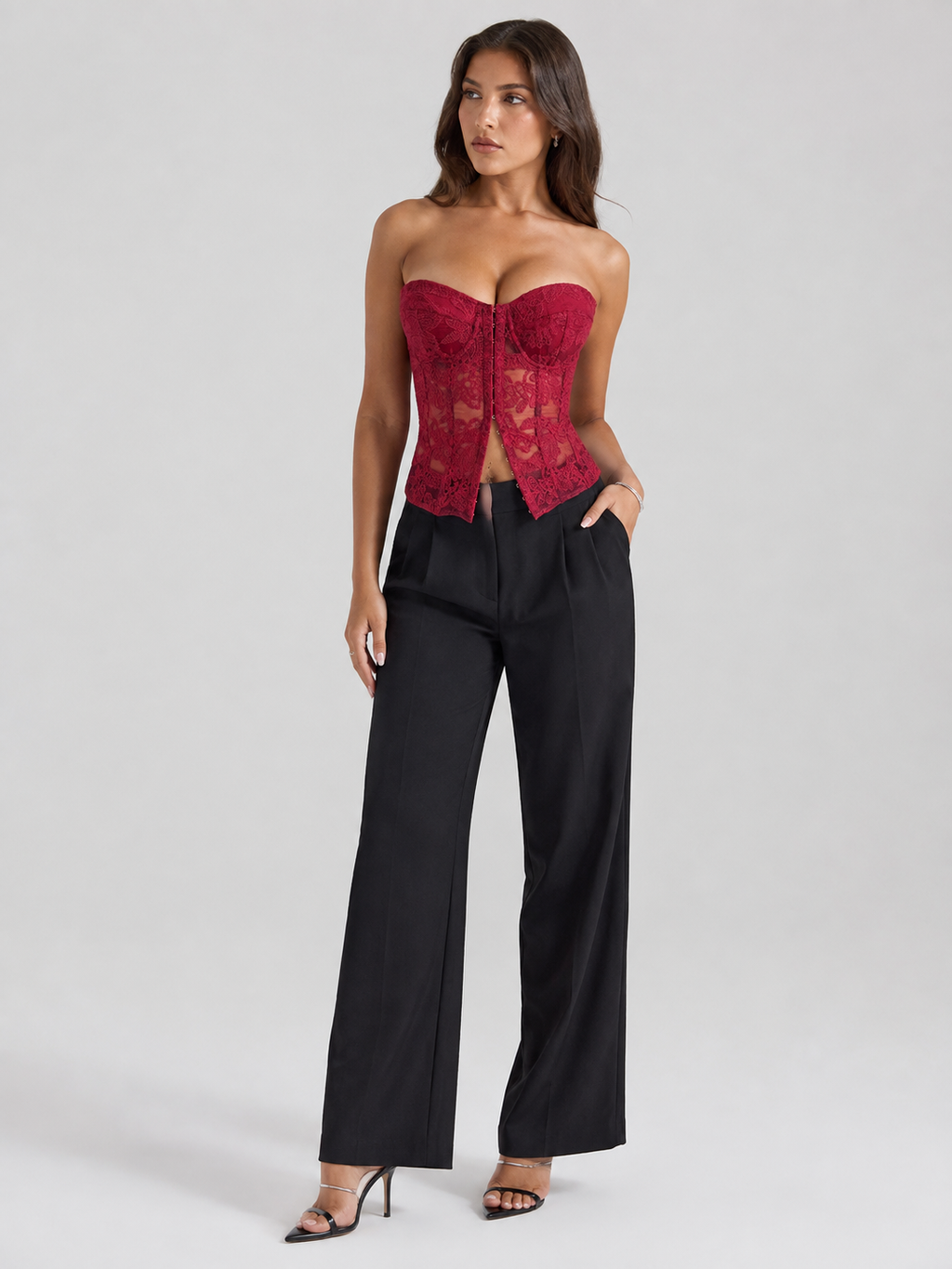 Corset Bustier Habillé Rouge