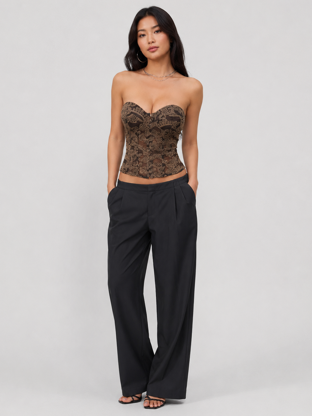 Top Bustier Corset Femme Marron