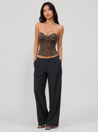 Top Bustier Corset Femme Marron