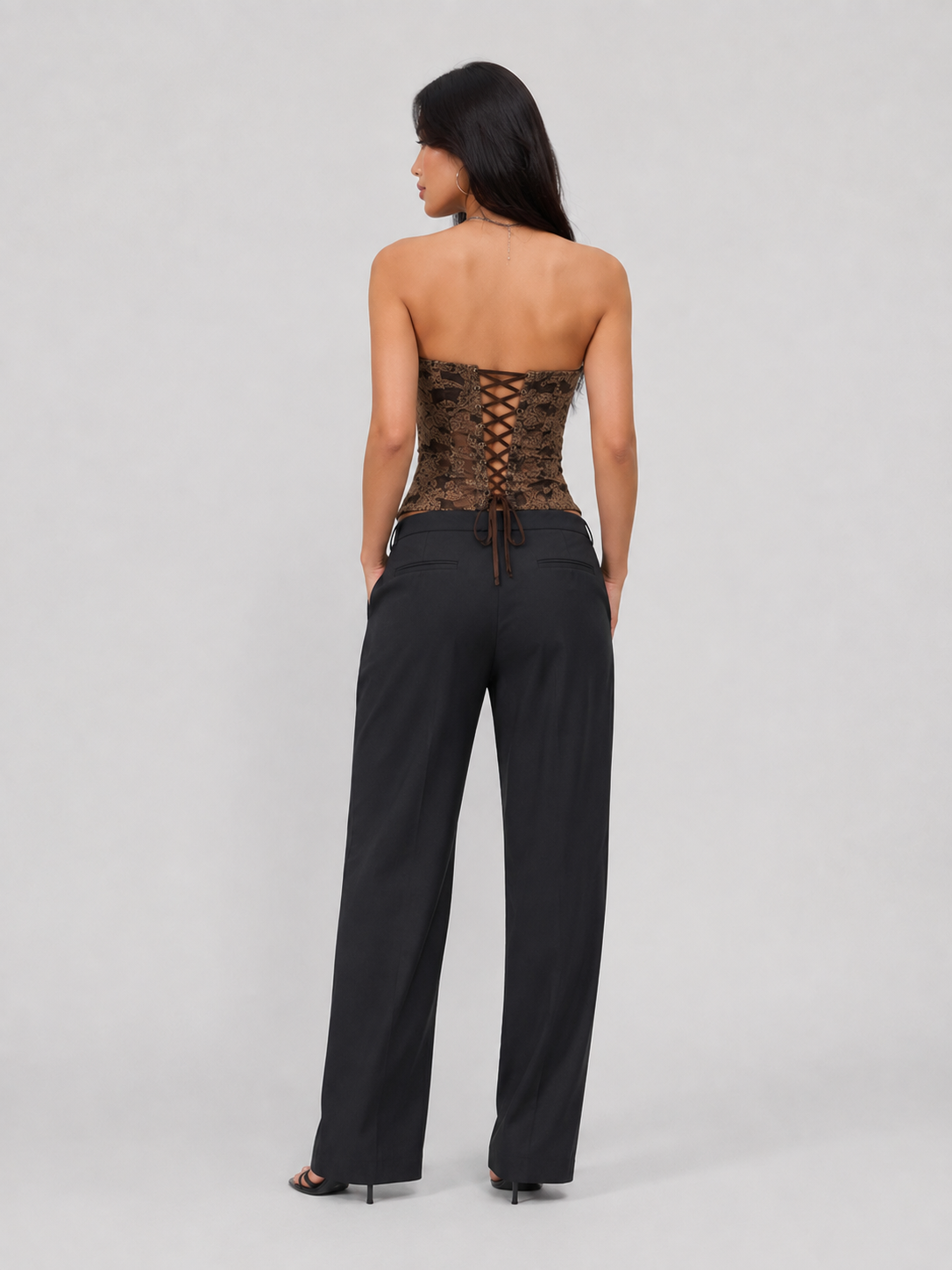 Top Bustier Corset Femme Marron