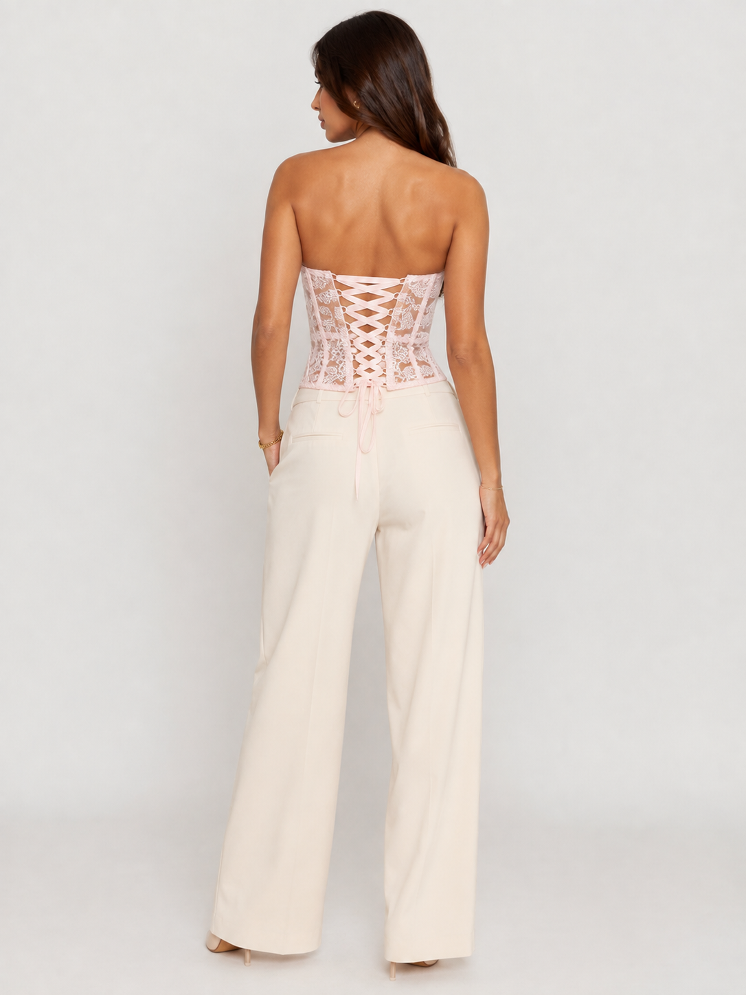 Bustier Corset Dentelle Rose